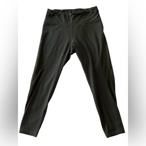 OLD NAVY ACTIVE Olive Green High-waisted Workout Leggings with Mesh Inserts